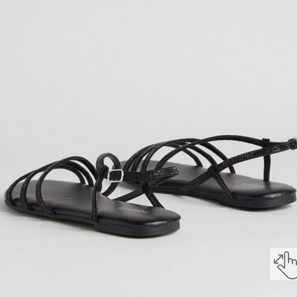 NWT Torrid Embellished Asymmetric Strappy Sandal Wide Width Black - Picture 3 of 6